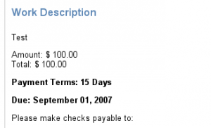 Example of the due date on an invoice